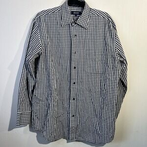 Bogari Shirt Mens Size Large Long Sleeve Button‎ Down Black& White Gingham Plaid